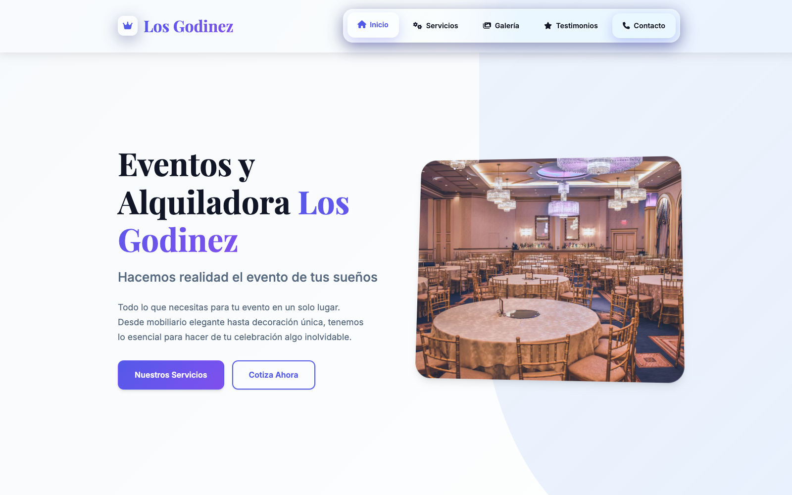 Sitio web Alquiladora Los Godinez - Eventos y alquiladora México