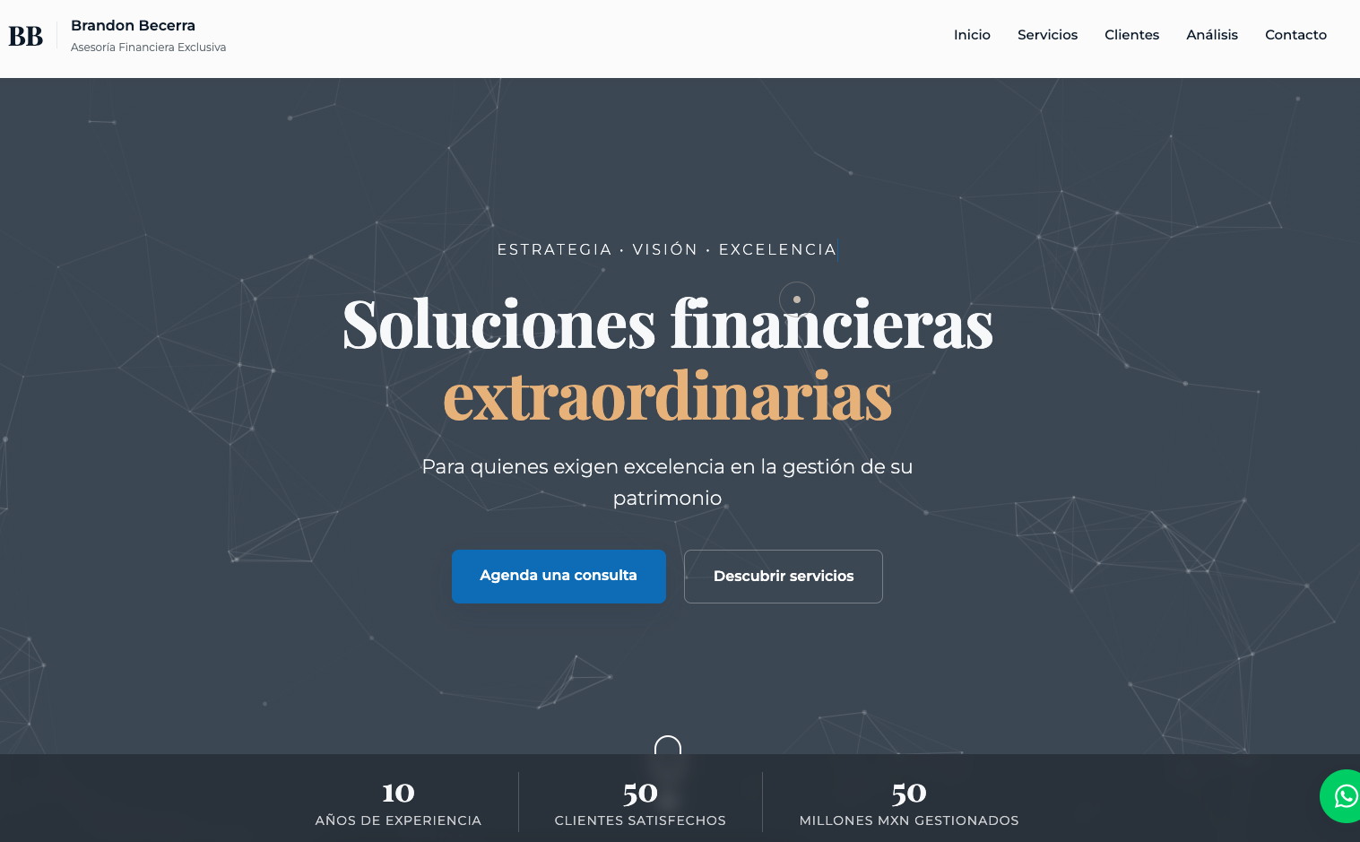 Sitio web Brandon Becerra - Asesoría financiera exclusiva México