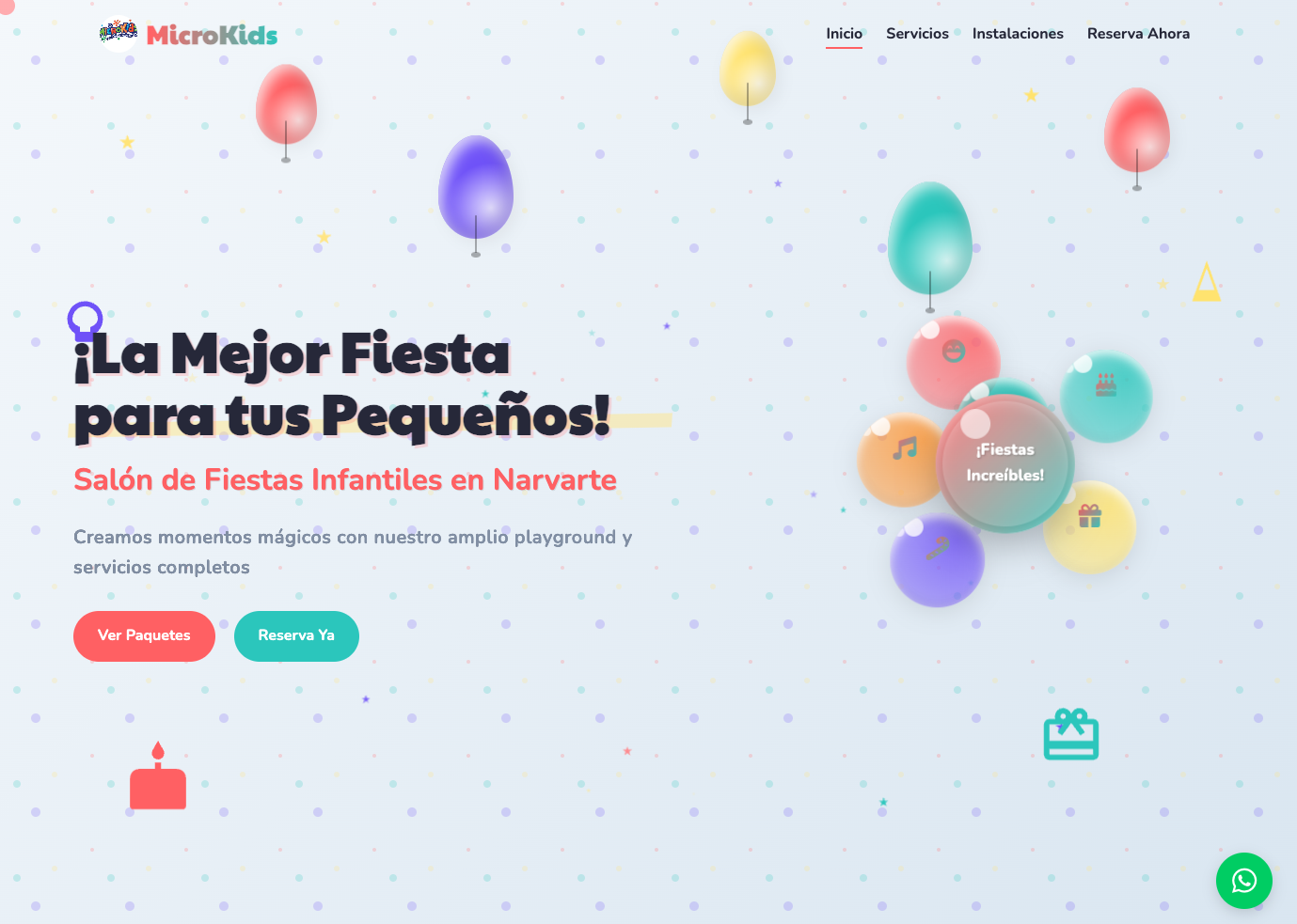 Sitio web del Salón de Fiestas Microkids en Narvarte - Desarrollo web corporativo México